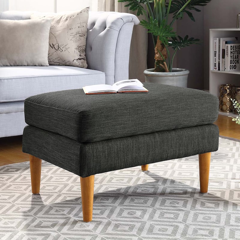 Convenience Concepts Designs4Comfort Marlow Mid Century Ottoman - Dark Charcoal Gray Fabric