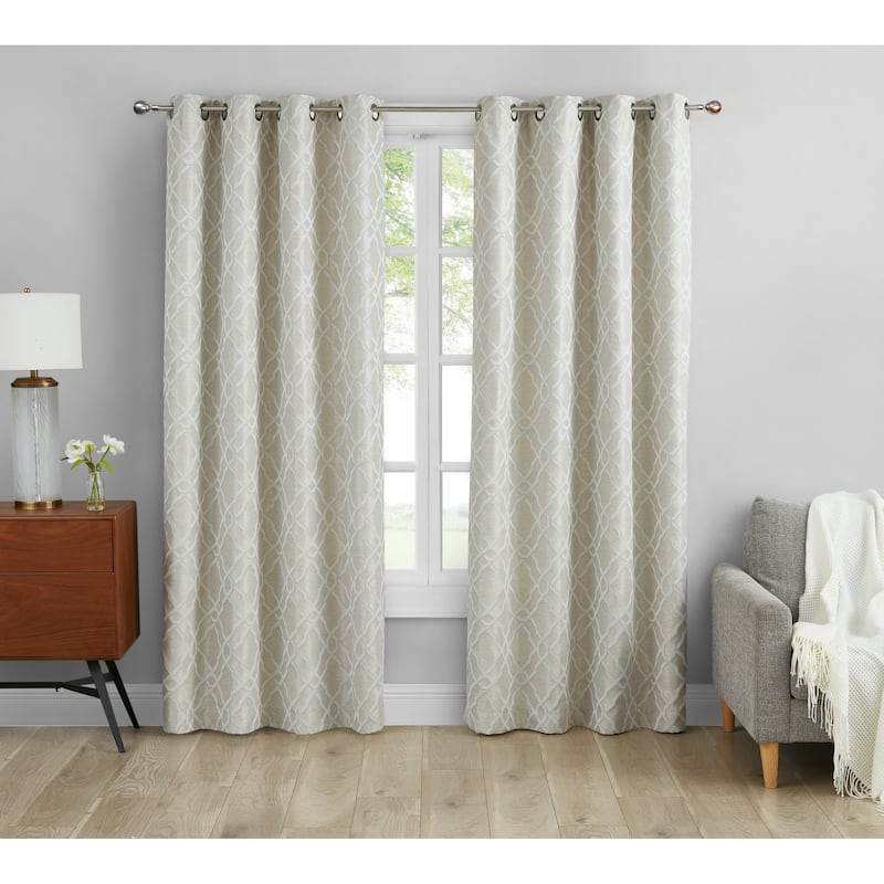 Blackout Window Curtains With Modern Print Design (Set of 2) - 52"x108" - Champagne