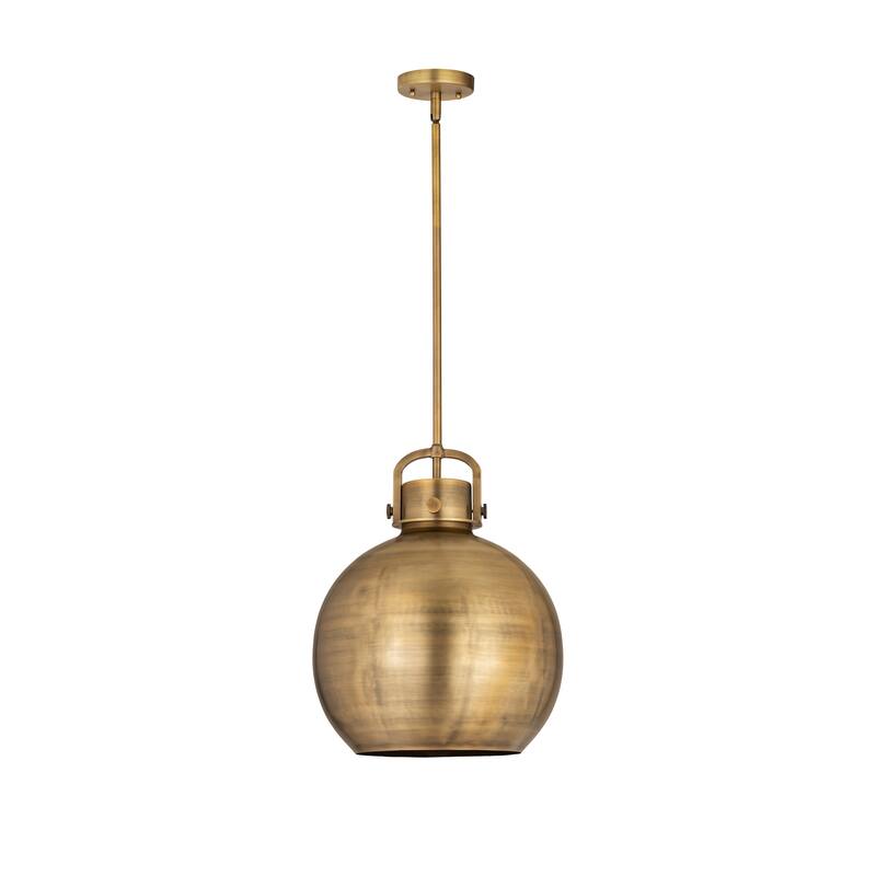 Innovations Lighting Newton Metal Sphere - 1 Light 14" Stem Hung Pendant - Brushed Brass