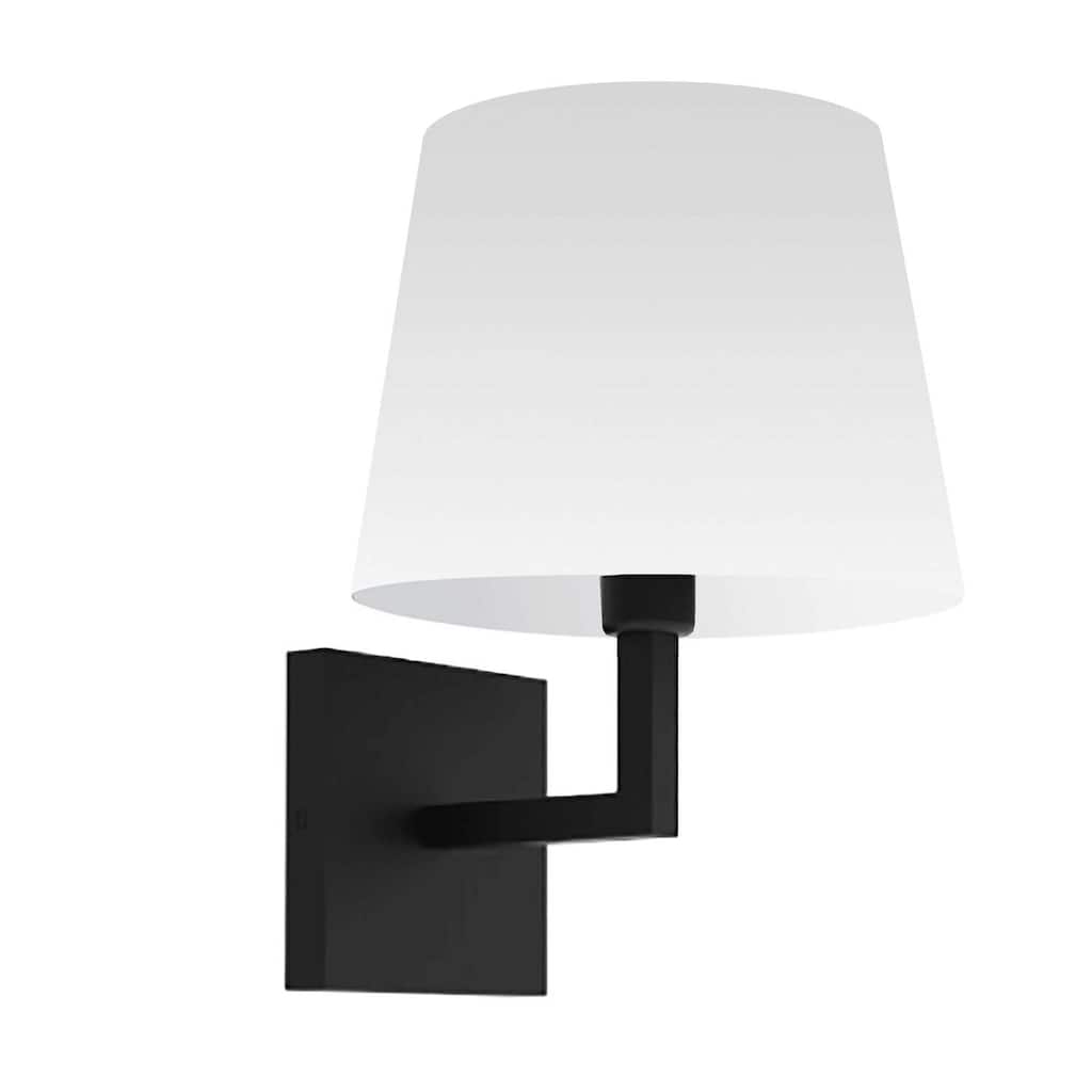 Modern Wall Sconce - 1 Light Matte Black Lamp with White Shade - Home Accent Lighting - 2