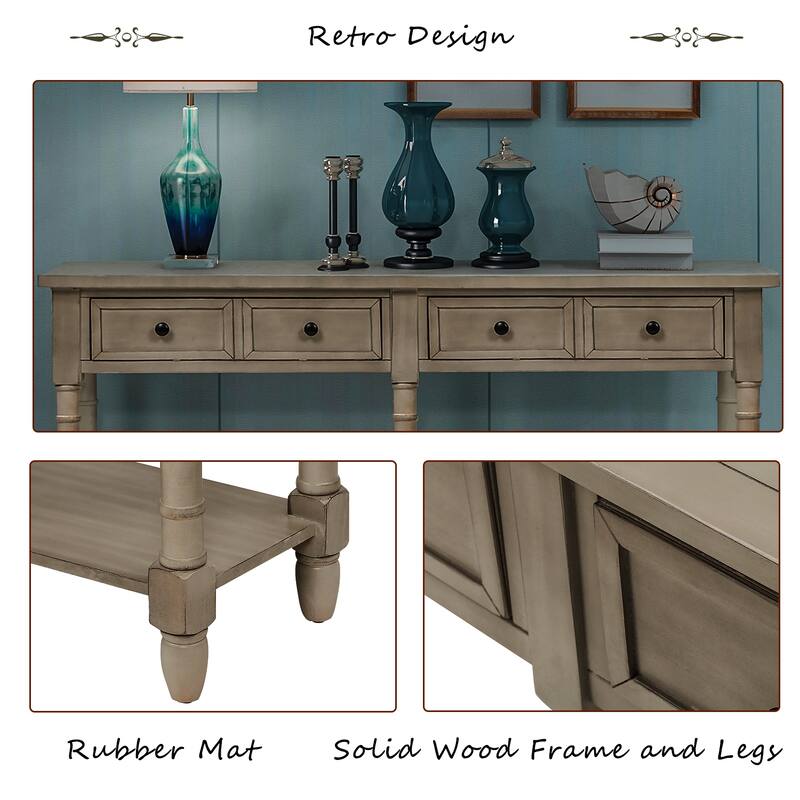 Console Table Sofa Table with 2-Drawers and Bottom Shelf