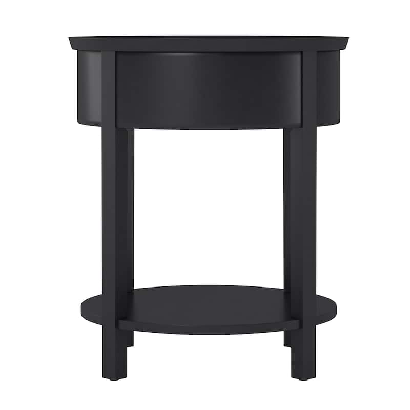 Fillmore 1-Drawer Oval Wood Shelf Accent End Table by iNSPIRE Q Modern