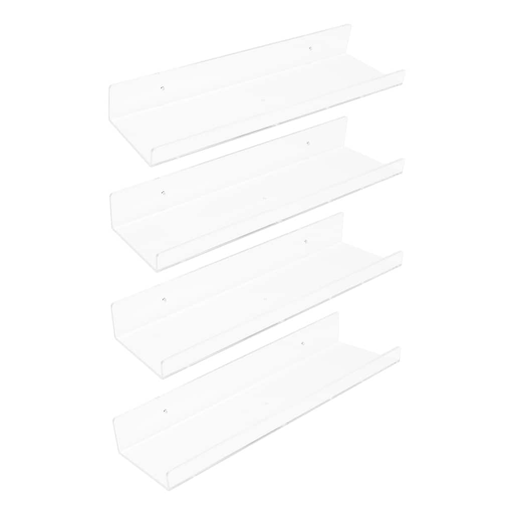 Acrylic Floating Shelves for Wall, Clear Acrylic Shelves for Bathroom Bedroom Living Room and Kitchen Room Wall Display Shelf