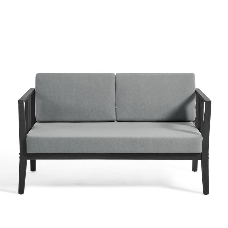 Outdoor Teak Solid Wood Patio Furniture Set Loveseat Armchair Table Collection