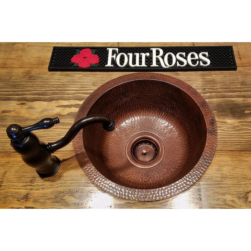 14-in Round Hammered Copper Prep Sink w/ 3.5-in Drain Opening (BR14DB3)