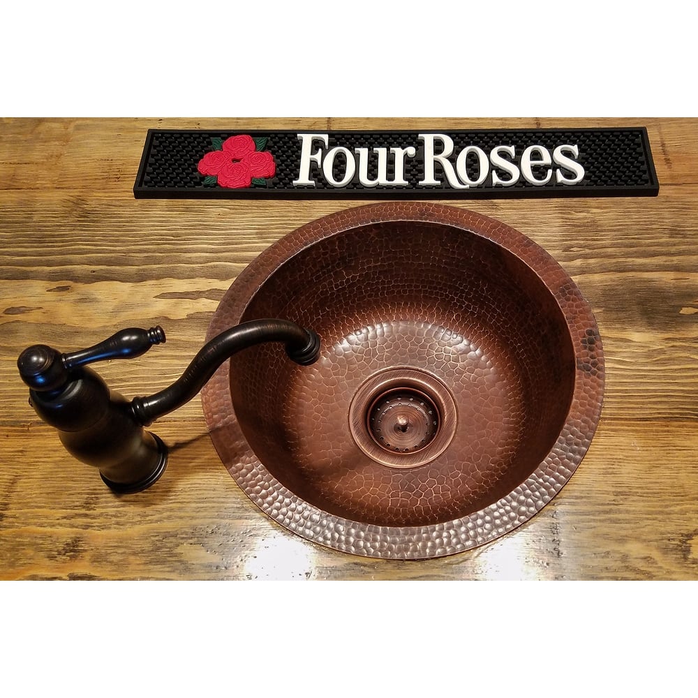 14-in Round Hammered Copper Prep Sink w/ 3.5-in Drain Opening (BR14DB3)