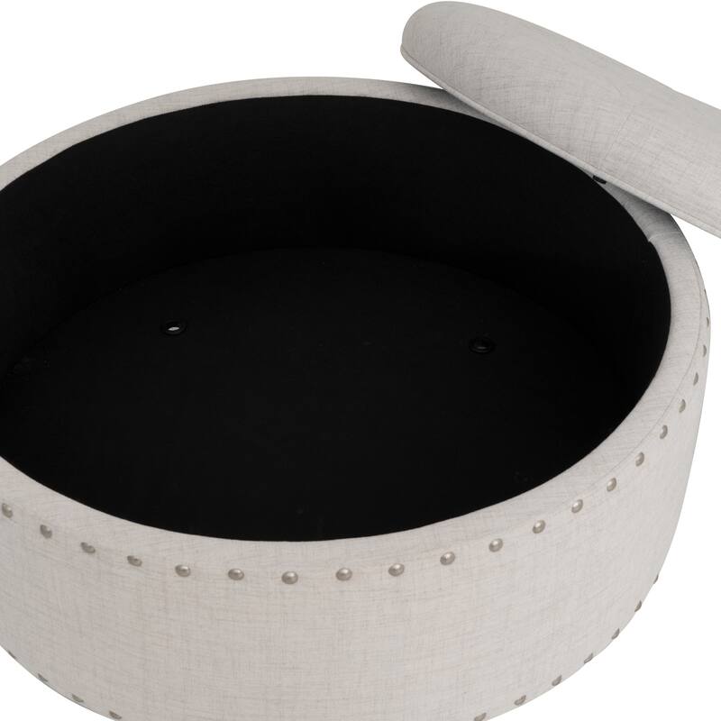 Madeleine Round Storage Ottoman Natural