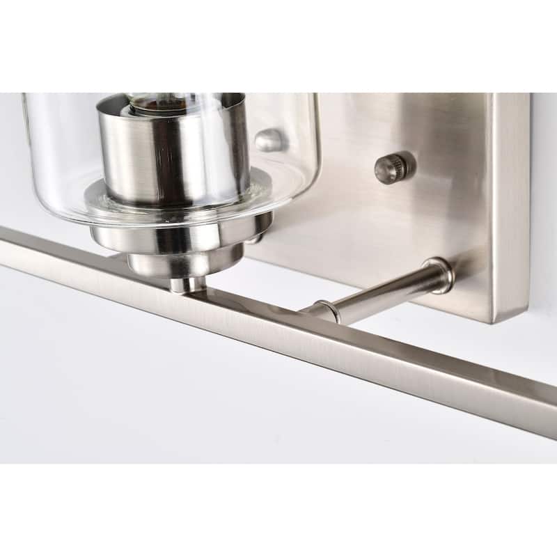 Brushed Nickel 3-Light Vanity Lights with Clear Glass Shades