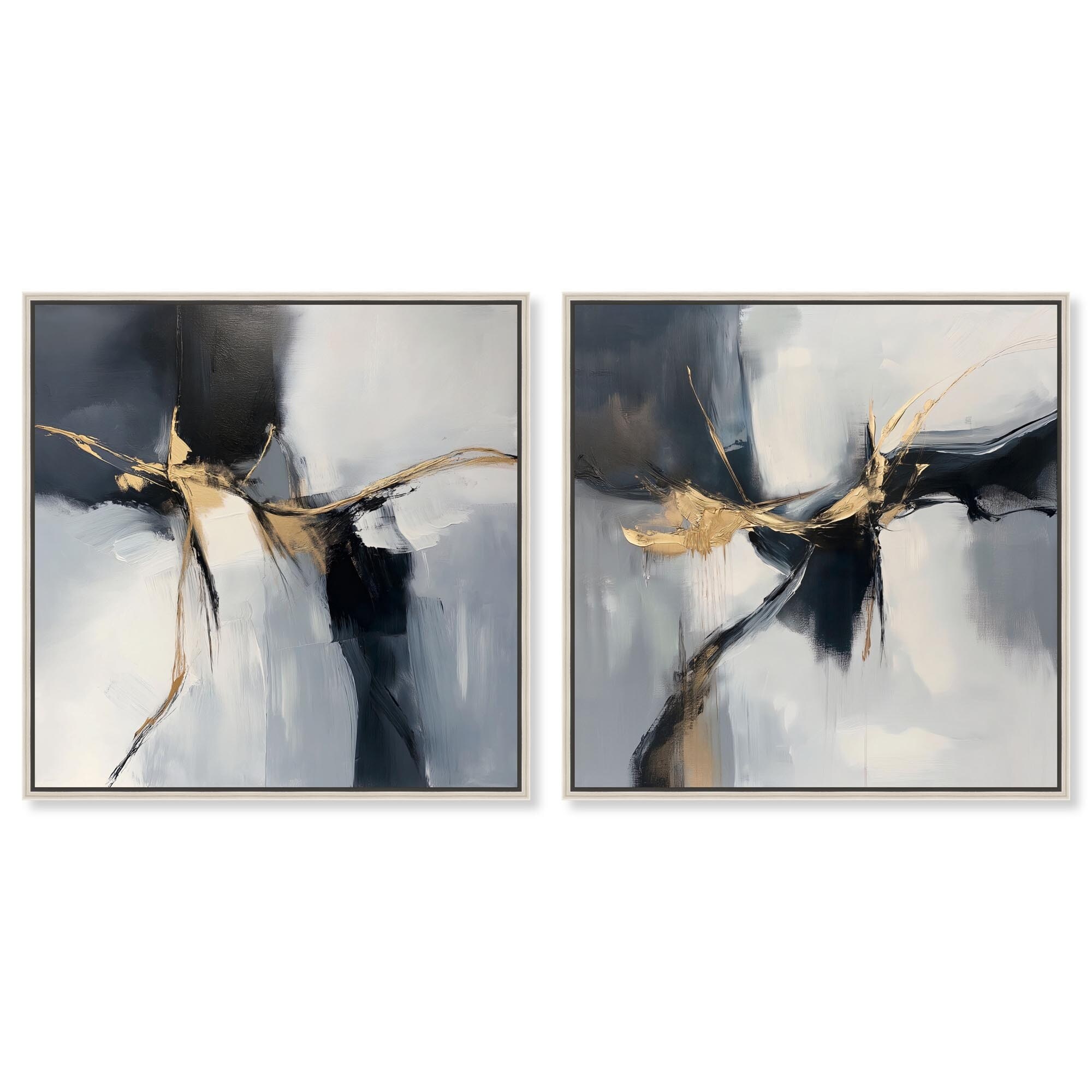 Luxe Glam Abstract Art 2 Panel Set Framed Canvas Print by Art Remedy
