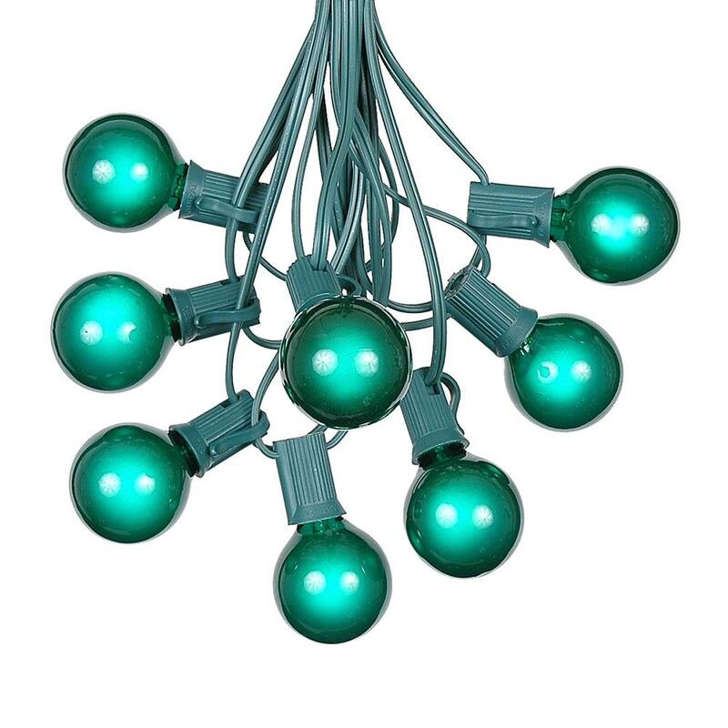 25 Foot G40 Outdoor Globe Patio String Lights - Set of 25 G40 Globe Bulbs - Green
