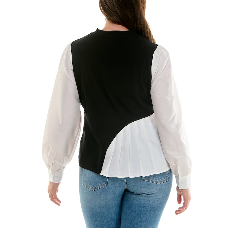 Nanette Lepore Women's Contrast Panel Pleated Top
