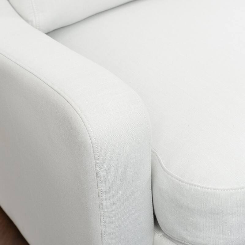 KINWELL 3-Seater Linen Upholstered Deep Seat Sofa with Flippable Cushions, 90"W