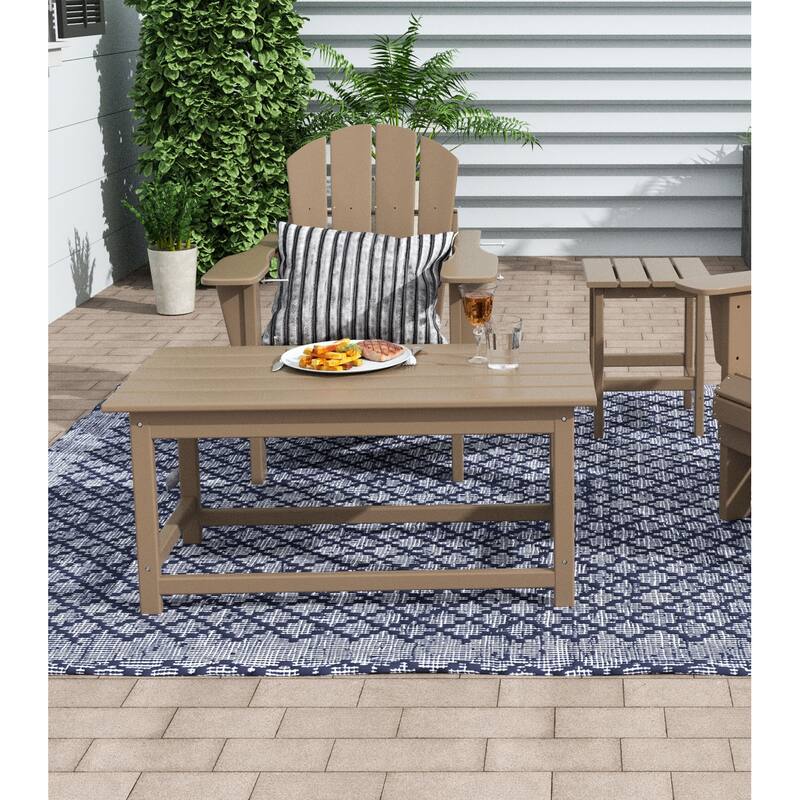 POLYTRENDS Laguna 36-inch Poly Eco-Friendly All Weather Coffee Table - Weathered Wood
