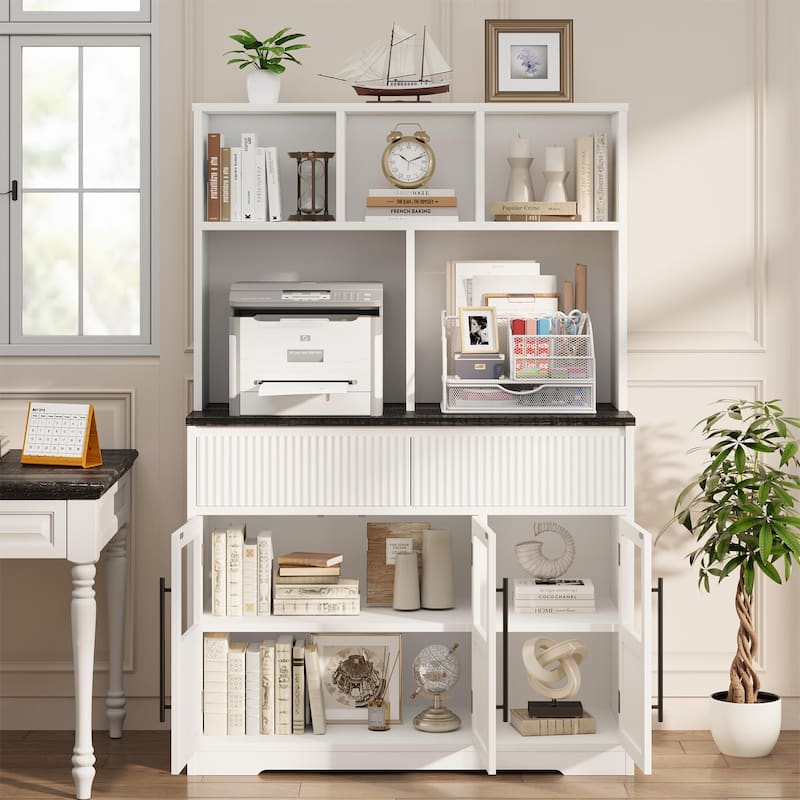 60'' Kitchen Pantry Cabinet, Tall Pantry Storage Cabinet, Farmhouse Kitchen Hutch with Storage Drawers