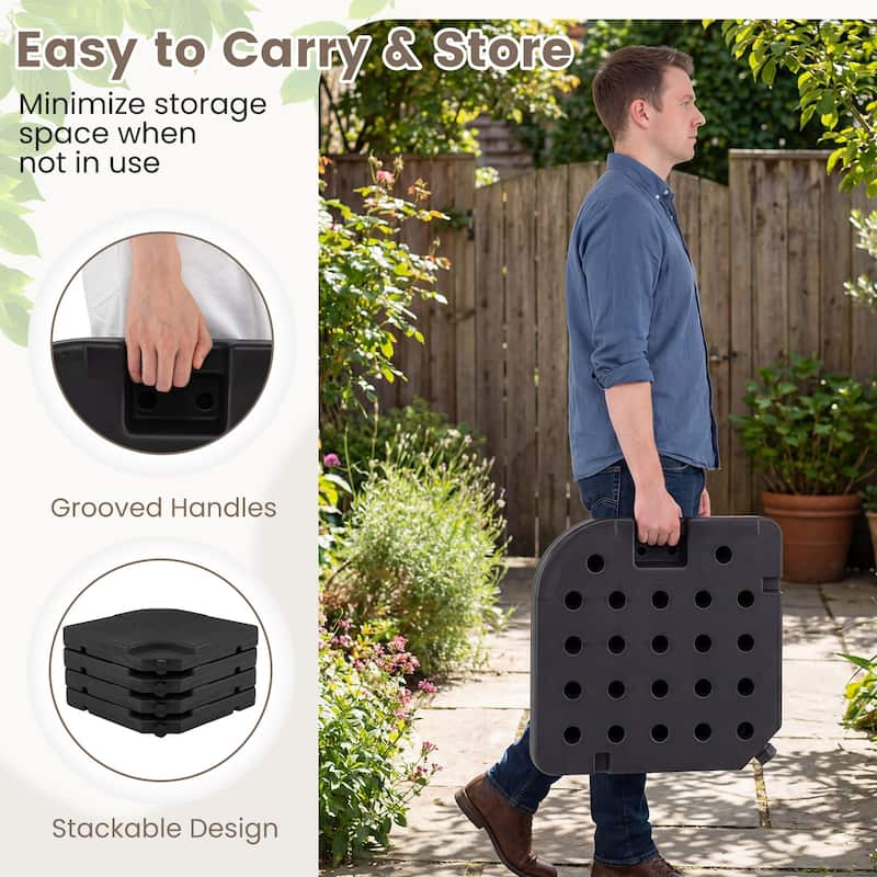 Gymax 4-Piece 164 LBS Water or Sand Filled Square Weight Plate Set