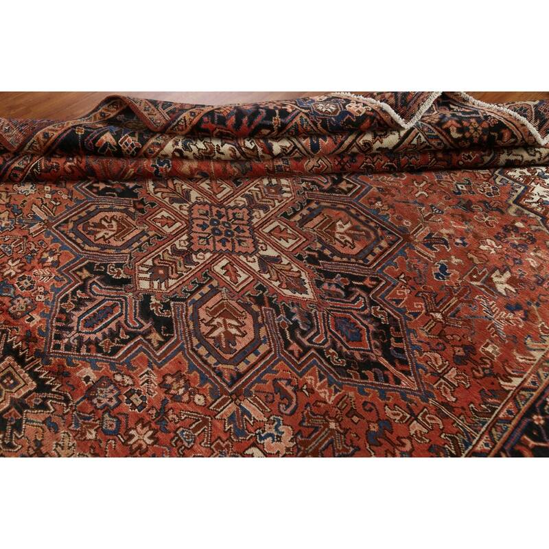Vintage Geometric Heriz Persian Traditional Wool Area Rug Hand-knotted - 8'7" x 10'9"