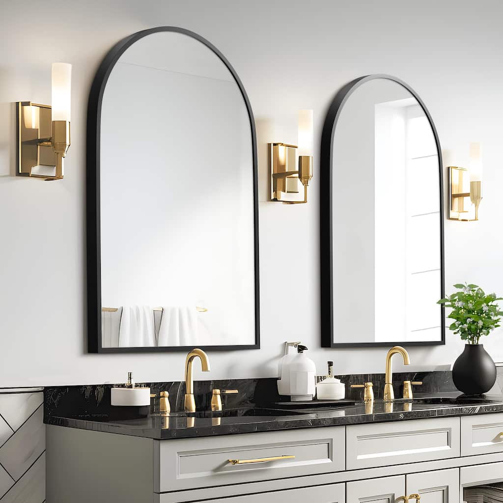 Modern Thin Frame Wall-mounted Vanity Mirror (Set Of 2） - 47*22