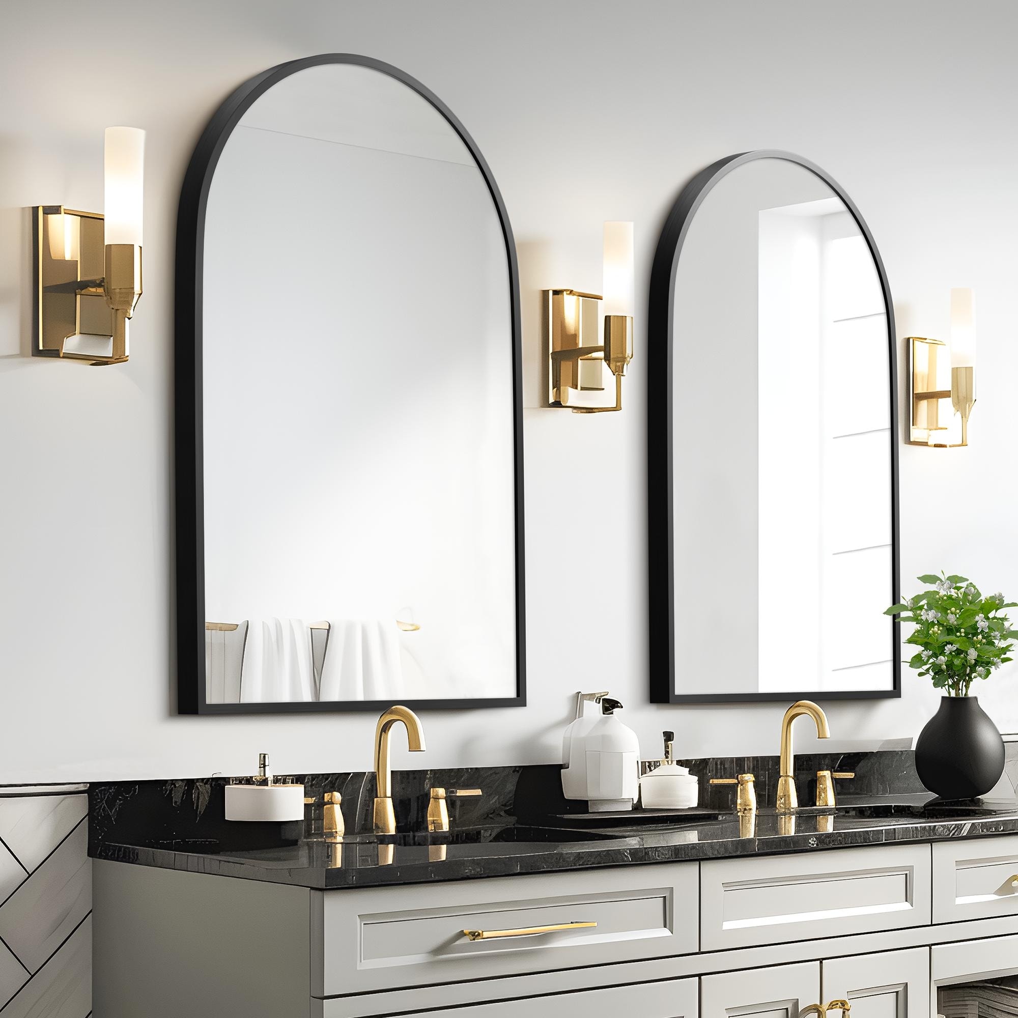 Modern Thin Frame Wall-mounted Vanity Mirror (Set Of 2） - 47*22