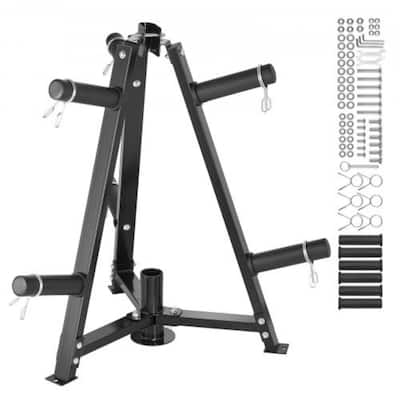 Black Metal Barbell Rack with 300lbs Capacity & Space-Saving Design - 28.94x32.68x33.66inch