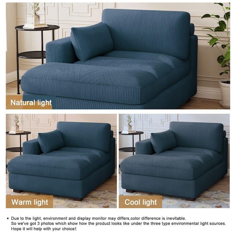 Modern Corduroy L-Shaped Sofa Chaise Lounge Couch