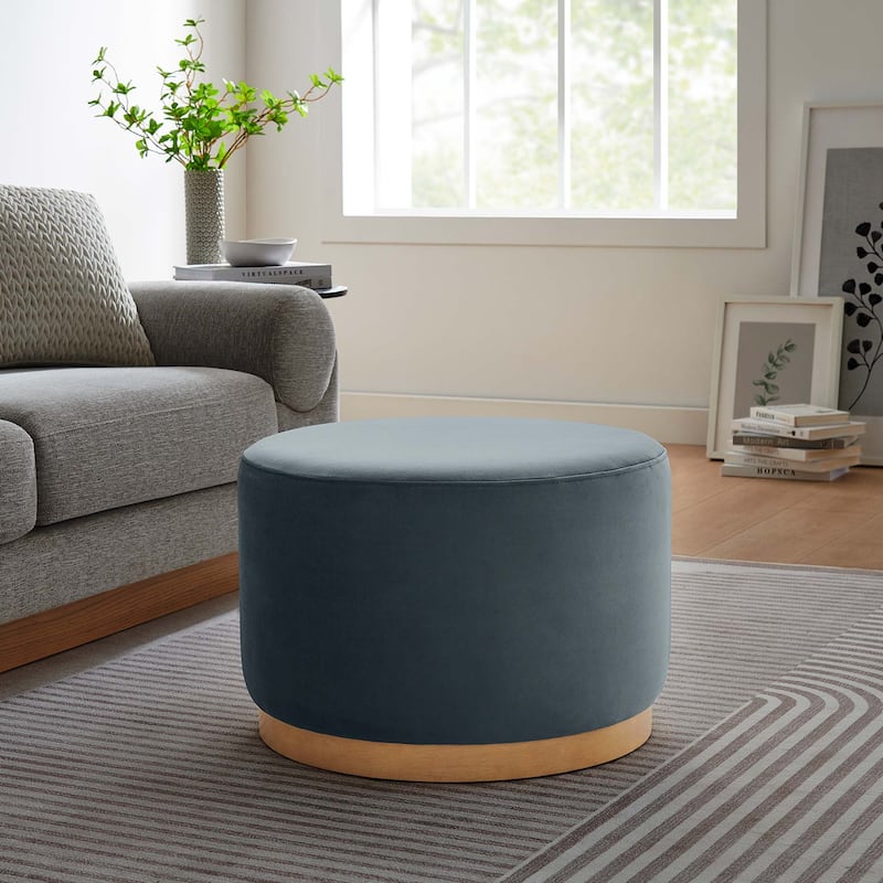 Tilden 16"/23"/29"/38" Performance Velvet Upholstered Ottoman - 23"W x 23"L x 16"H - Cadet Blue Natural