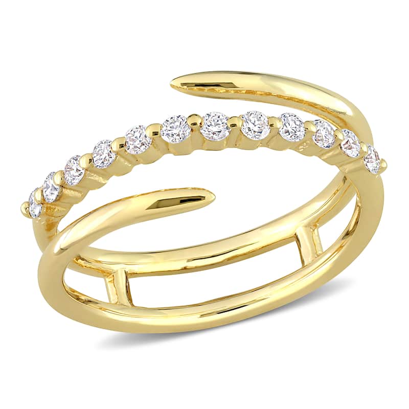 1/3ct TW Lab Created Diamond Multi-Row Band in 18k Yellow Gold Plated Sterling Silver