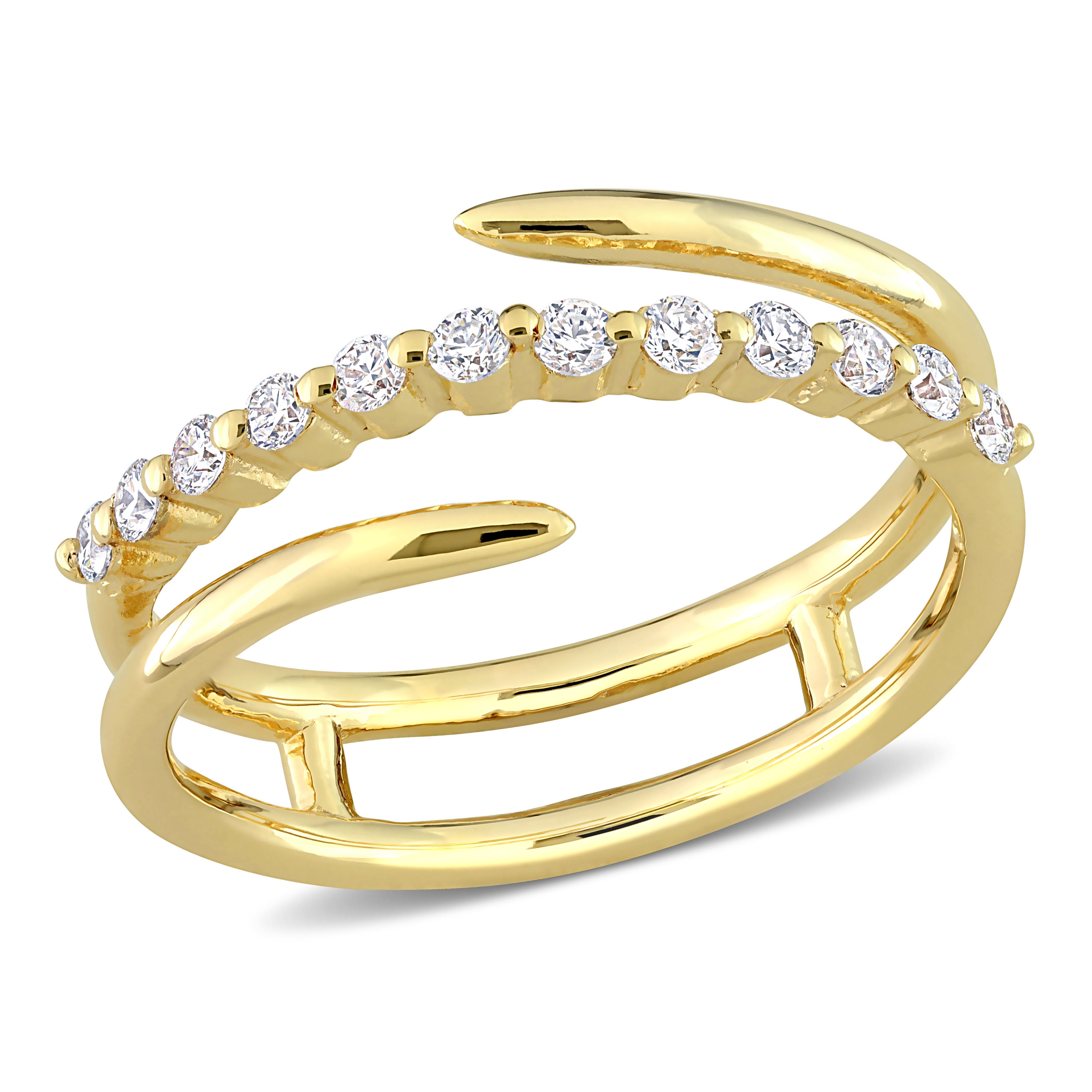 Miadora 1/3ct TW Lab Created Diamond Multi-Row Band in 18k Yellow Gold Plated Sterling Silver