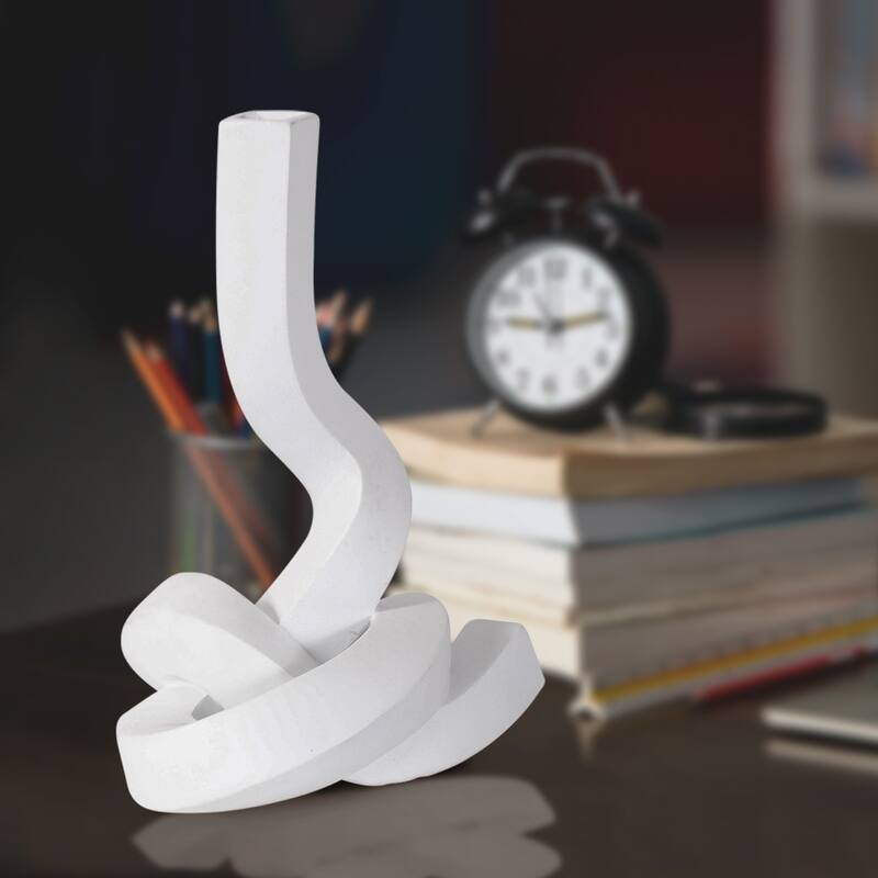 Allan Andrews Contemporary Abstract Matte White Twisted Candle Holder