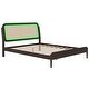 preview thumbnail 17 of 18, Queen Size Platform Bed with LED Headboard and Rattan Accent, Natural Wood