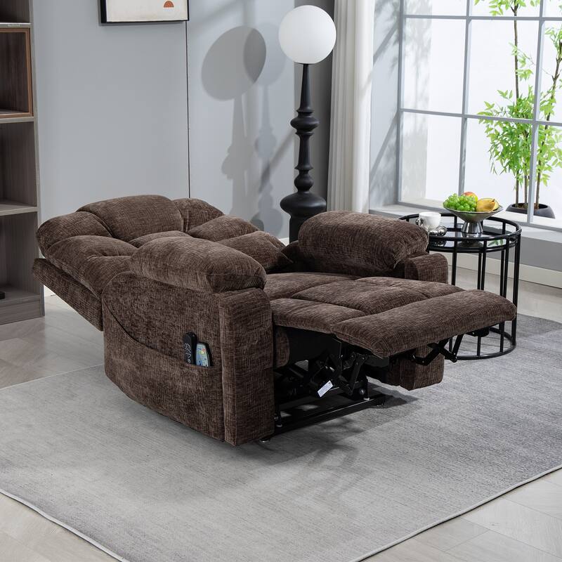 Flagship Dual Motor 26" Oversized Chenille Power Lift Recliner Chair