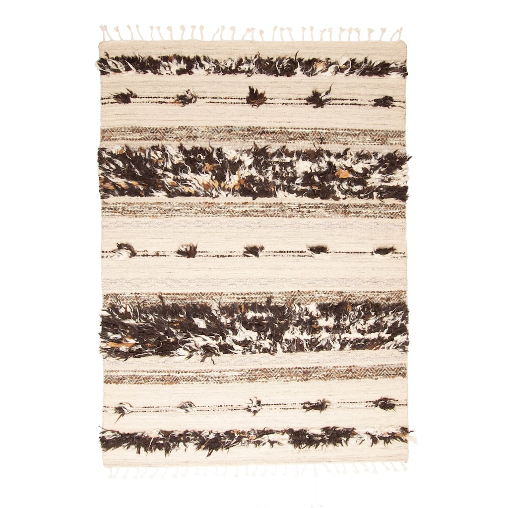 ECARPETGALLERY Hand-knotted Tangier Cream Wool Rug - 5'4 x 7'9