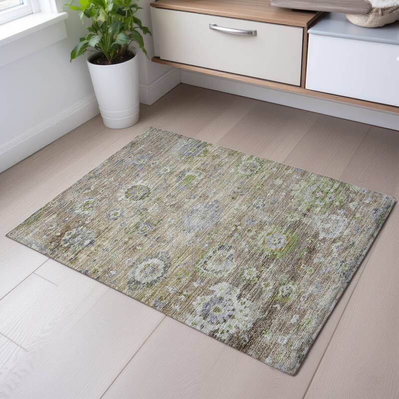 Premium Washable Super Soft Traditional Vintage Mayfield Rug - Beige - 1'8" x 2'6"