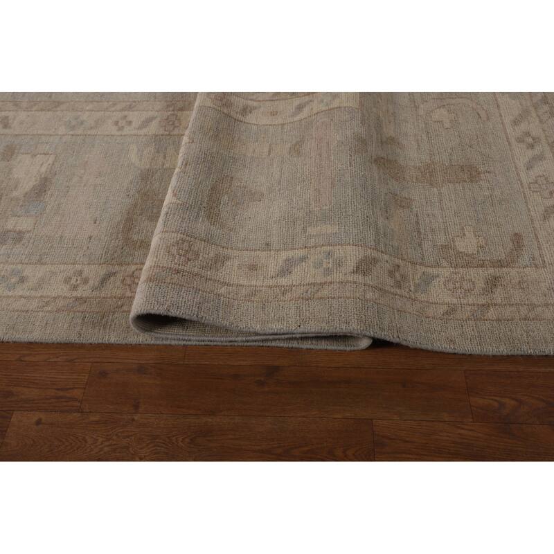 Vegetable Dye Floral Oushak Turkish Rug Handmade Wool Carpet - 9'10"x 14'3"