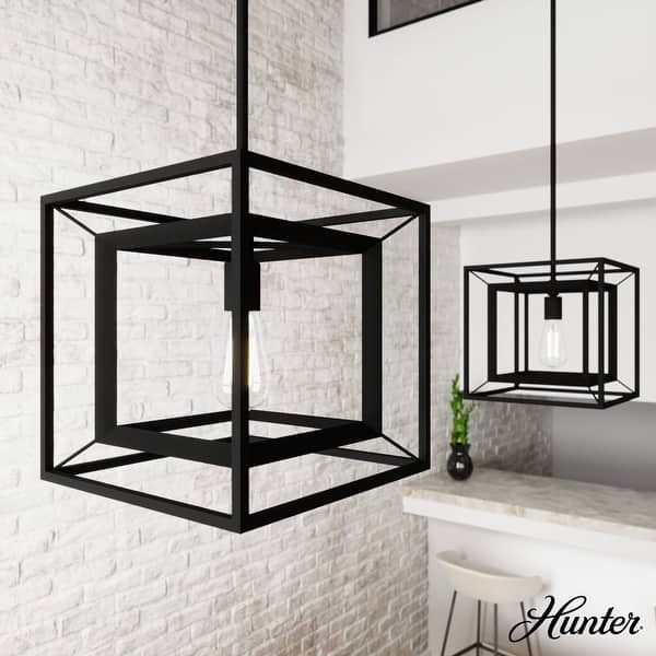 slide 2 of 17, Hunter Doherty Convertible Pendant/ Semi-Flushmount - Kitchen Island, Entry, Dining - Industrial, Contemporary, Transitional 1-Light - Natural Iron