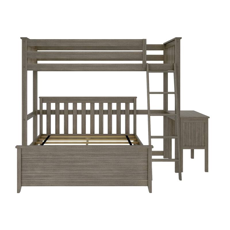 Max and Lily L Shaped Twin over Full Bunk Bed with Desk