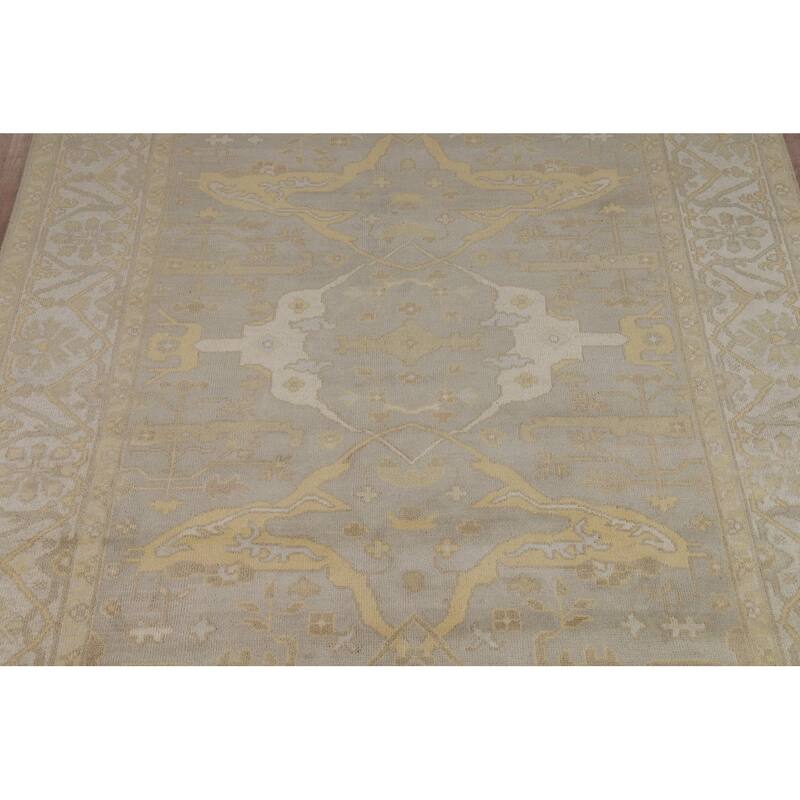 Earth Tone Oushak Indian Area Rug Handmade Living Room Wool Carpet - 8'1"x 9'10"