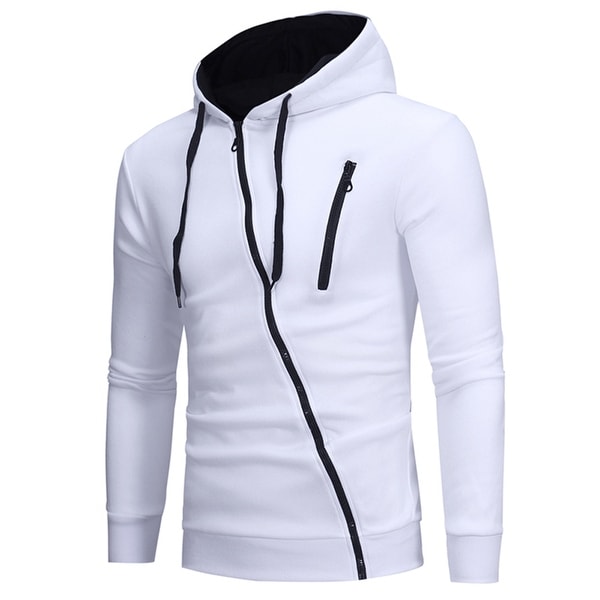 slanted zipper hoodie