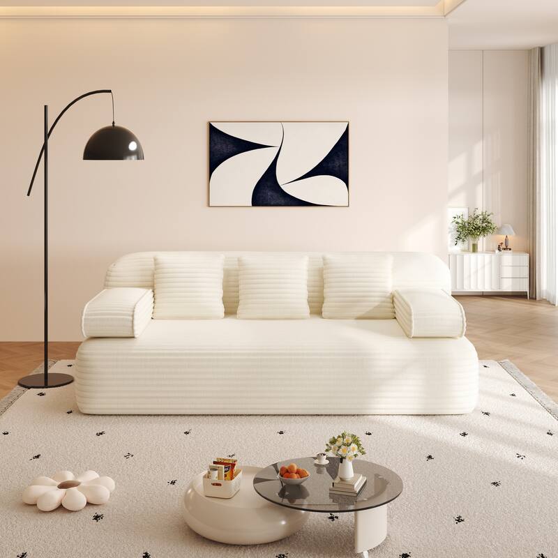 78.7-Inch Convertible Sofa Bed, 2-in-1 Frameless 3-Seater Couch with Plush Corduroy Fabric for Small Spaces