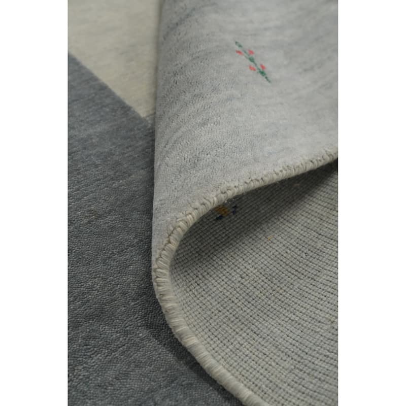 Hand Knotted Oriental 100% Wool Carpet Tribal Geometric Greys & Charcoal Gabbeh Area Rug - 7' 7'' X 5' 4''