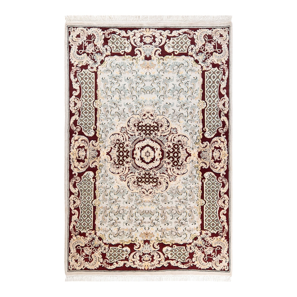 Traditional Oriental Ivory Area Rug - 4' x 6'