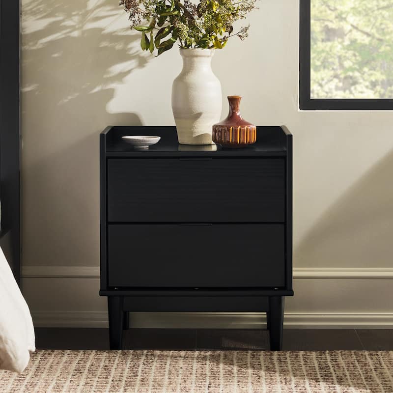 Middlebrook Designs Mid-Century 2-Drawer Solid Wood Nightstand - Black