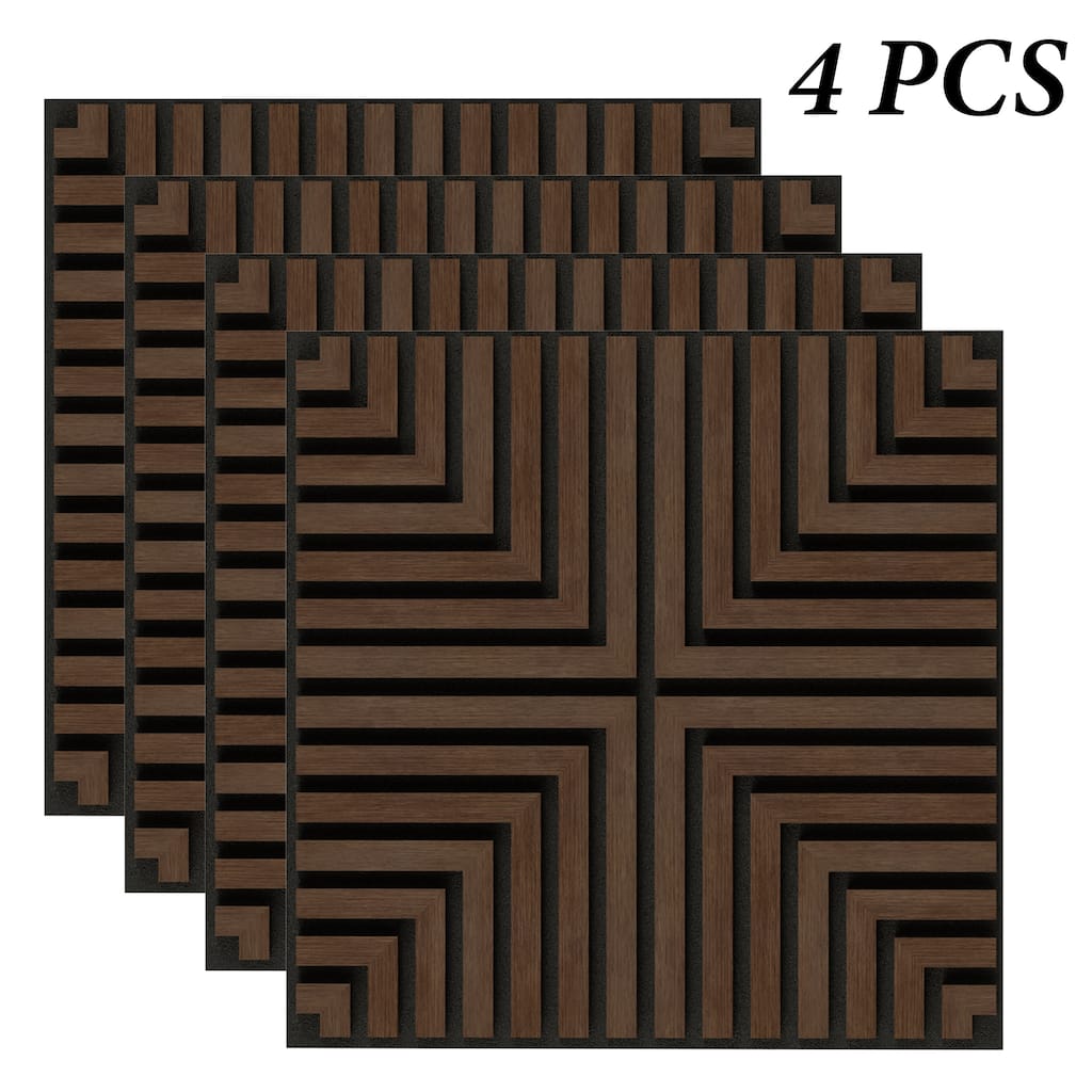 Hochwertiges 23.6" x 23.6" Square Line Pattern Acoustic Wall Panels for Interior Wall Decor, 4-Pack (15.5 Sq. Ft.)