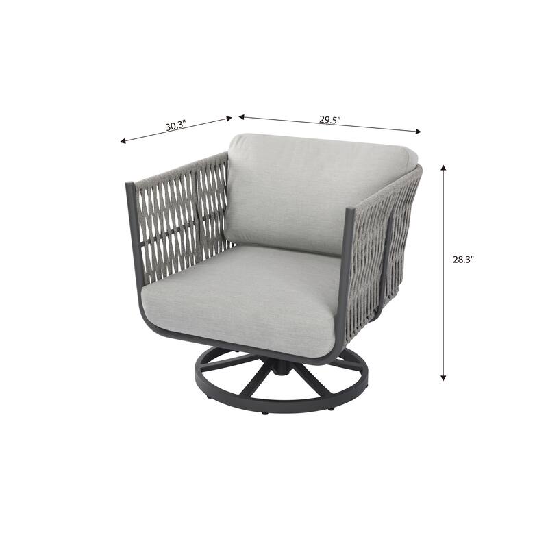 Elementi Milano Outdoor Aluminum Swivel Chair with Sunbrella® Cushions