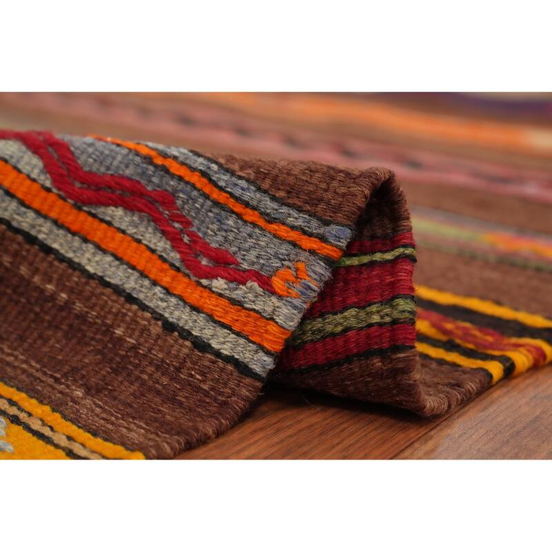 Hand Woven Oriental 100% Wool Carpet Southwestern Tribal Multi-Colored Kilim Area Rug - 8' 8'' X 5' 0''