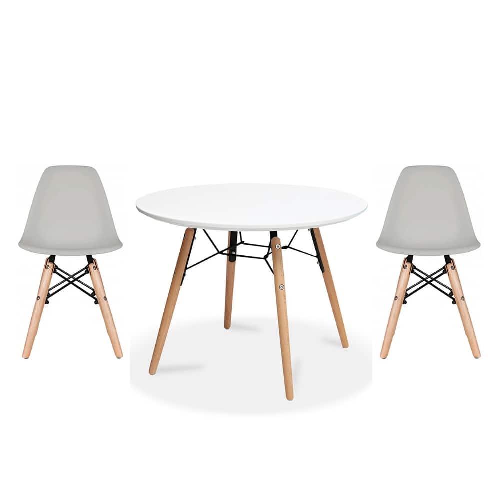 Kids Table and Chair Set Modern Toddler Furniture with Round Table and Armless Chairs Eiffel Wooden Legs Dining or Playroom Use