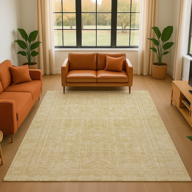 Premium Washable Super Soft Traditional Global Mayfield Rug - Wheat - 8' x 10'