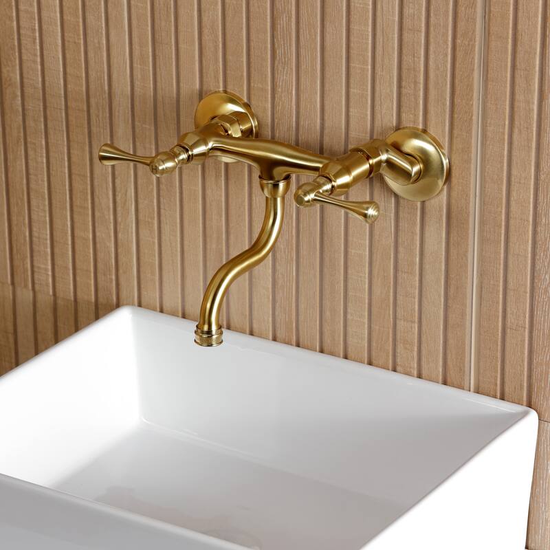 Kingston Brass Kingston Two-Handle 2-Hole Wall Mount Bathroom Faucet