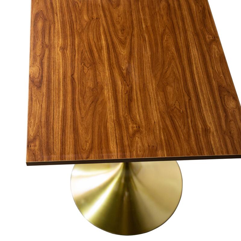 Verve 43 in. Tall Bar Height Dining Table Square MDF Wood Tabletop in Gold Stainless Steel Pedestal Base Accent Bar Table