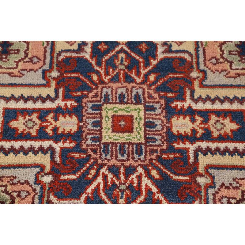 Hand Knotted Oriental 100% Wool Carpet Traditional Medallion Beige & Ivories Heriz (serapi) Area Rug - 9' 10'' X 7' 11''