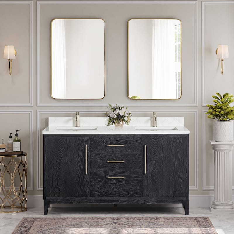 Gara Double Bath Vanity with Composite Stone Top without Mirror